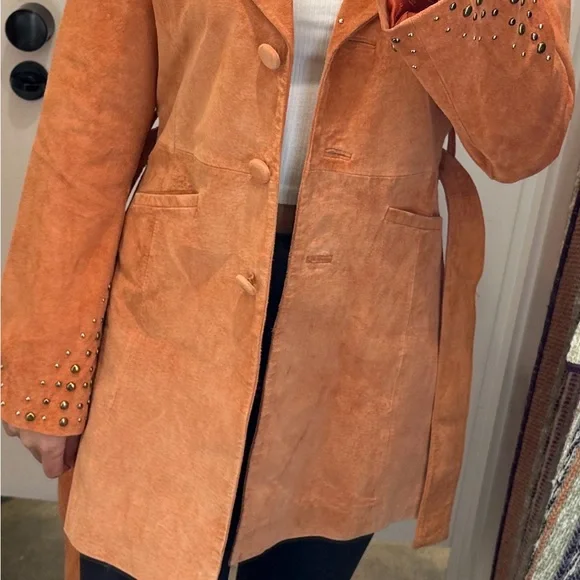 Marciano Orange Suede Trench Coat - Picture 9 of 9